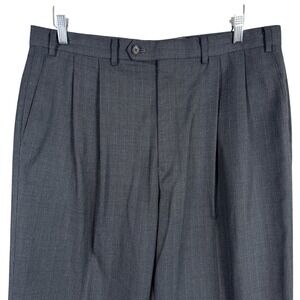 Vintage Ralph Lauren Pleated Dress Pants Cuffed Mens 36x34 Gray Plaid Glen Check